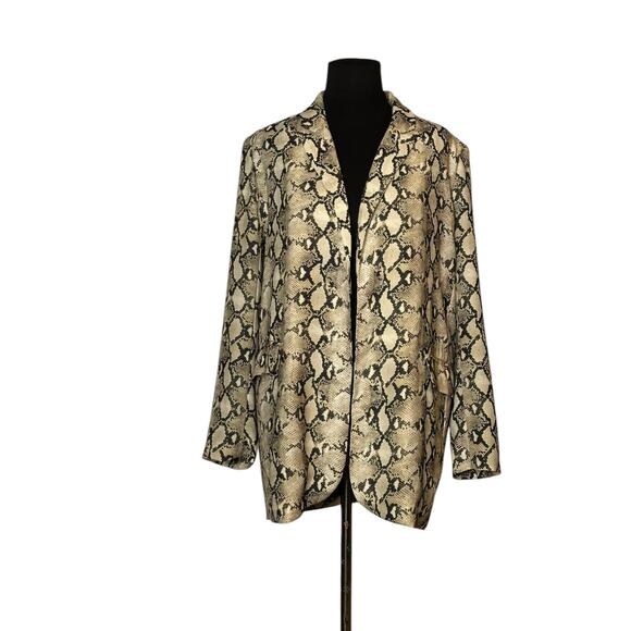 Abbeline beige brown snake print open front jacket size Medium - Picture 7 of 13
